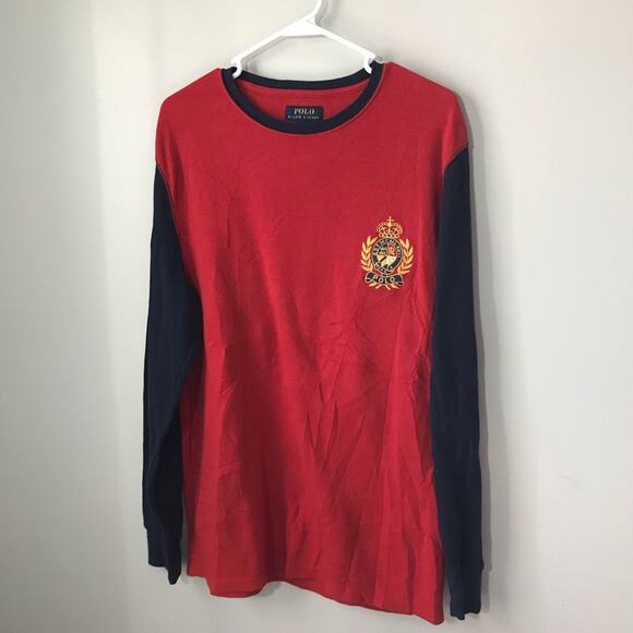 Polo Ralph Lauren mens waffle knit colorblock sleepwear top XL embroidered crest - Picture 1 of 7